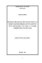 Thẩm quyền giải quyết tranh chấp của trọng tài theo pháp luật của một số nước trong khu vực châu á và kinh nghiệm đối với việt nam