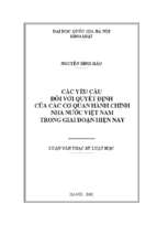 Các yêu cầu đối với quyết định của các cơ quan hành chính nhà nước việt nam trong giai đoạn hiện nay luận văn ths. luật