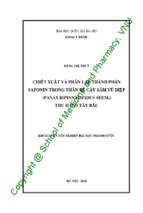 Chiết xuất và phân lập thành phần saponin trong rễ thân cây sâm vũ diệp (panax bipinnatifidus seem.) thu hái ở tây bắc