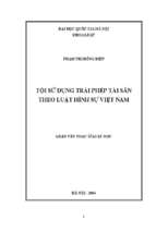 Tội sử dụng trái phép tài sản theo luật hình sự việt nam luận văn ths. luật 60 38 01 04