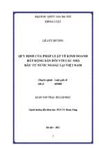 Quy định của pháp luật về kinh doanh bất động sản đối với các nhà đầu tư nước ngoài tại việt nam