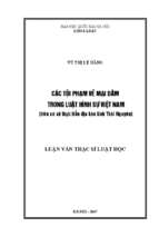 Các tội phạm về mại dâm trong luật hình sự việt nam (trên cơ sở thực tiễn địa bàn tỉnh thái nguyên)