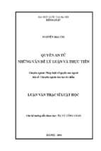 Quyền an tử những vấn đề lý luận và thực tiễn luận văn ths. pháp luật và quyền con người 