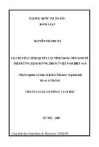 Vai trò của chính quyền cấp tỉnh trong nền kinh tế thị trường định hướng xhcn ở việt nam hiện nay  luận án ts. luật 62 38 01 01