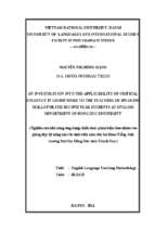 An investigation into the applicability of critical strategy in group work to the teaching of speaking skills for the second year students at english department of hong duc university