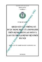 Khảo sát các tham số dược động học của isoniazid trên bệnh nhân lao mới và lao tái trị tại bệnh viện phổi hà nội