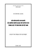 Bảo đảm quyền con người của những người bị hạn chế quyền tự do trong luật tố tụng hình sự việt nam