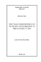 Thực trạng thi hành pháp luật về cấp giấy chứng nhận đầu tư theo luật đầu tư 2005