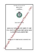 Khảo sát nồng độ tối thiểu ức chế của thuốc isoniazid trên bệnh nhân lao phổi tại ba bệnh viện