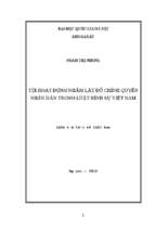 Tội hoạt động nhằm lật đổ chính quyền nhân dân trong luật hình sự việt nam luận văn ths. luật 60 38 40