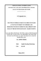 The types of feedback used by teachers of english at vietnam university of commerce and their effectiveness on improving oral presentation skills of the second year