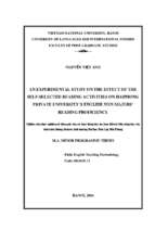 An experimental study on the effect of the sele selected reading activities on hai phong private university's english non majors' reading proficiency