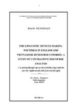 The linguistic devices making wittiness in english and vietnamese humourous stories a study of contrastive discourse analysis