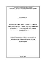 An investigation into language learning strategies used by ethnic non english major students at a university in the north of vietnam.