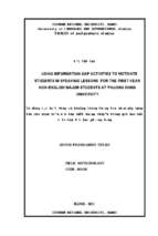 Using information gap activitives to motivate students in speaking lessons for the first year non english major students at phuong dong university