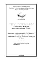 Work environment as a motivating factor for self improvement of english a case study of projects in care international in vietnam