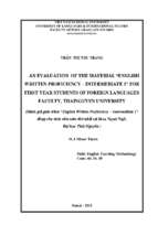 An evaluation of the material english written proficiency   intermediate 1 for first year students of foreign languages faculty, thainguyen university