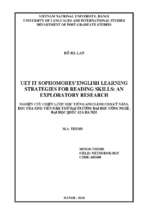 Uet it sophomores' english learning strategies for reading skills an exploratory research