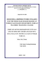 Designing a british studies syllabus for the third   year english major at foreign language department, nghe an teachers' training college 