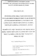 Investigating oral participation in in class group work by first year students at english department, university of languages and international studies,