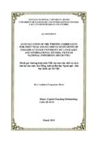 An evaluation of the writing curriculum for first year and second year students of english at hanoi university of language and international studies, vietnam national university (hulis vnu)