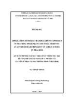 Application of project based learning approach in teaching speaking to 11th form students an action research project at a high school in thai binh