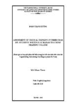 Assessment of critical thinking in third year efl students' writings at hanam teachers' training college. m.a. thesis linguistics 60