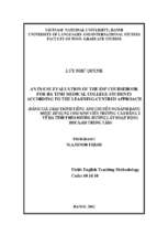 An in use evaluation of the esp coursebook for ha tinh medical college students according to the learning centred approach