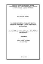 Ways of denoting characteristics through domestic animal metaphor in englishcách cách diễn đạt tính cách thông qua ẩn dụ vật nuôi trong tiếng anh