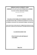 The application of simulation technique in improving english speaking skill for first year students in faculty of foreign language in ho chi minh university of industry