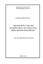 Biện pháp quản lý học sinh tại trường trung cấp y tế bắc giang trong giai đoạn từ nay đến 2015  