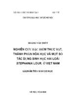 Nghiên cứu đặc điểm thực vật, thành phần hóa học và một số tác dụng sinh học hai loài stephania lour. ở việt nam