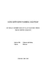Skkn kỹ thuật chế biến món ăn và an toàn thực phẩm trong trường mầm non