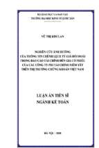 Nghiên cứu ảnh hưởng của thông tin chênh lệch tỷ giá hối đoái trong báo cáo tài chính đến giá cổ phiếu của các công ty phi tài chính niêm yết trên thị trường chứng khoán việt nam