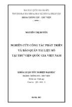 Nghiên cứu công tác phát triển và bảo quản tài liệu số tại thư viện quốc gia việt nam