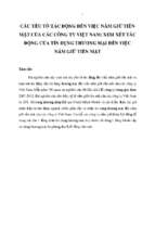 Các yếu tố tác động đến việc nắm giữ tiền mặt của các công ty việt nam