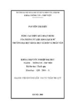 Nâng cao hiệu quả hoạt động của phòng tư liệu khoa lịch sử trường đại học khoa học xã hội và nhân văn