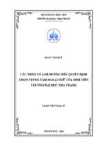 Các nhân tố ảnh hưởng đến quyết định chọn trung tâm ngoại ngữ của sinh viên trường đại học nha trang