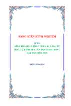 Skkn hình thành và phát triển kĩ năng tự học, tự kiểm tra của học sinh trong dạy học hóa học