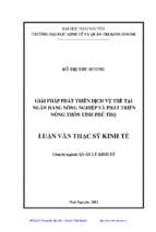 Giải pháp phát triển dịch vụ thẻ tại ngân hàng nông nghiệp và phát triển nông thôn tỉnh phú thọ