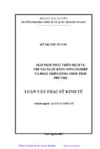 Giải pháp phát triển dịch vụ thẻ tại ngân hàng nông nghiệp và phát triển nông thôn tỉnh phú thọ