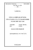 Nâng cao hiệu quả sử dụng vốn lưu động của các doanh nghiệp ngành thép việt nam