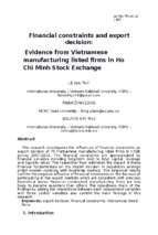 Financial constraints and export decision evidence from vietnamese manufacturing listed firms in ho chi minh stock exchange