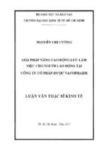 Giải pháp nâng cao động lực làm việc cho người lao động tại công ty cổ phần dược vacopharm