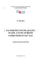Factors influencing quality of life, a study of brand communities in viet nam