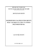 Giải pháp nâng cao chất lượng dịch vụ được cảm nhận của công ty cổ phần dược phẩm việt hà