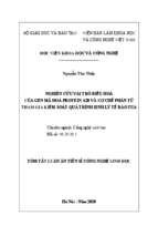 Nghiên cứu vai trò điều hoà của gen mã hoá protein a20 và cơ chế phân tử tham gia kiểm soát quá trình sinh lý tế bào tua. tt