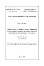 Nghiên cứu vai trò điều hoà của gen mã hoá protein a20 và cơ chế phân tử tham gia kiểm soát quá trình sinh lý tế bào tua. tt tiếng anh