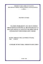 Dạy học xác suất và thống kê cho học viên chuyên ngành trinh sát kỹ thuật tại học viện khoa học quân sự theo hướng tích hợp với lý thuyết thông tin tt tieng anh