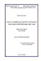 Nâng cao hiệu quả quản lý tín dụng ngân hàng thương mại việt nam